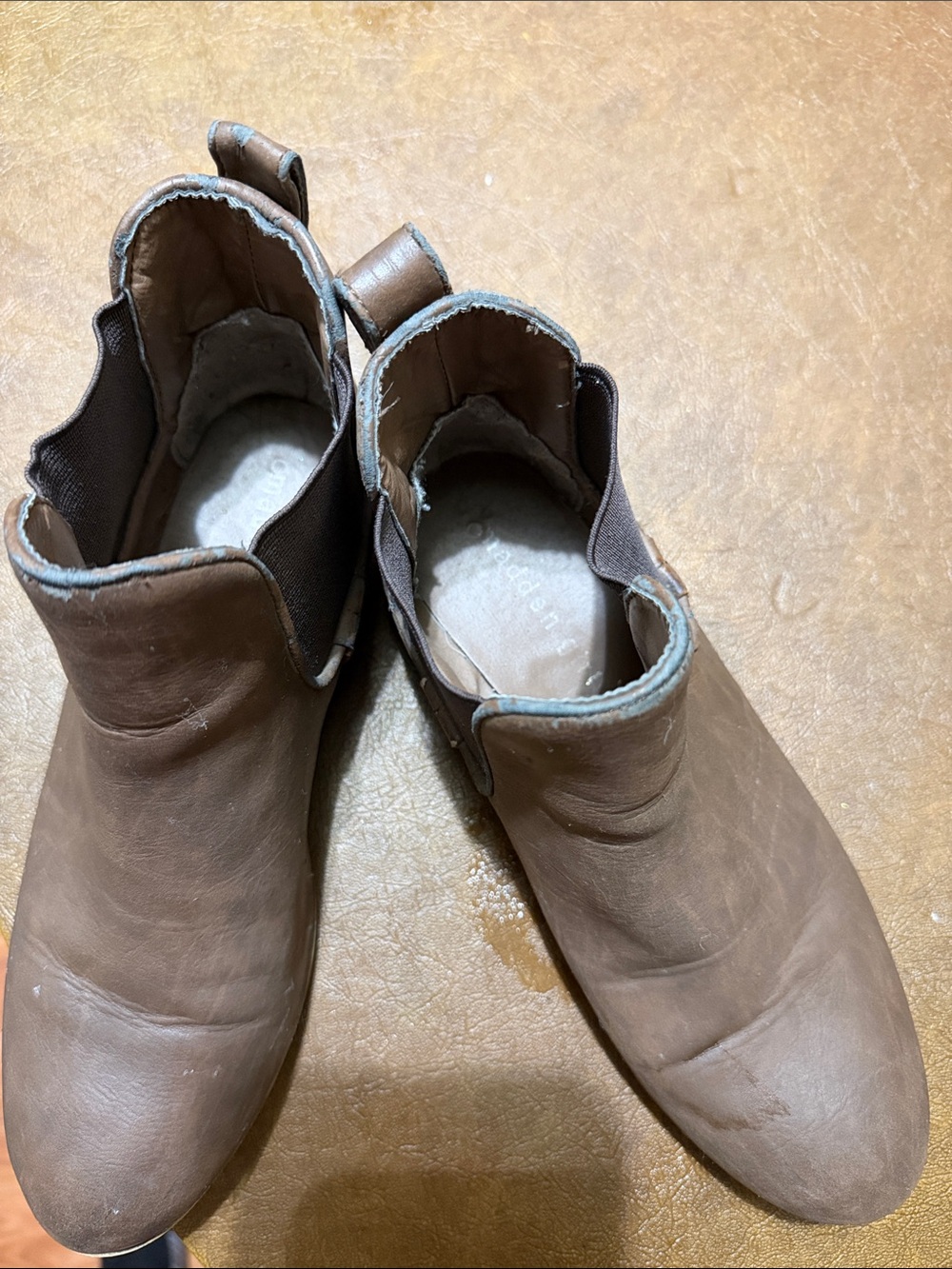 Madden Girl Taupe/Brown Slip-On Ankle Booties